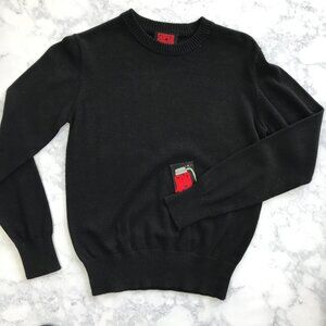 Super Charged Black Crewneck Sweater Women’s M Red Logo Tag Pullover